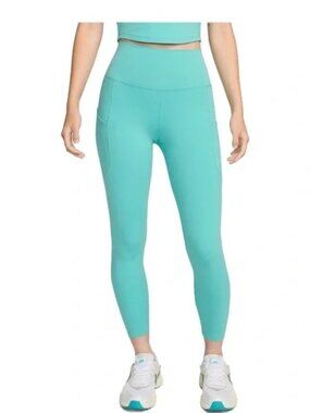 Nike One Dri-FIT 7/8 Leggings Large Teal High Rise Pocket Activewear